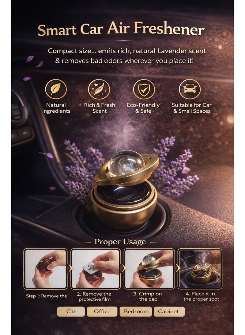 معطر سيارة يعمل بالطاقة الشمسية برائحة اللافندر – يوضع على تابلوه السيارة وديكور الأماكن الخارجية - Image 2